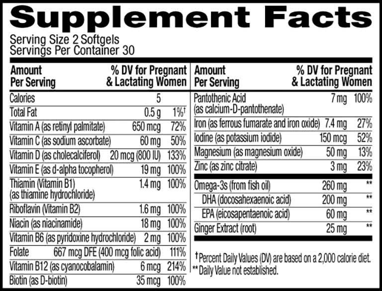 Ultra Strength Prenatal Softgels Ingredients