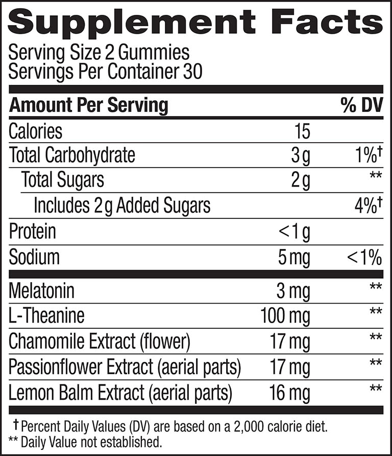 Sleep Strawberry Sunset Ingredients