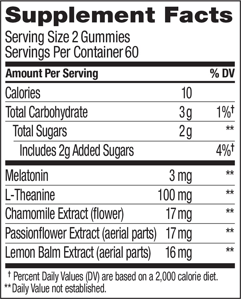  Sleep Blackberry Zen Ingredients